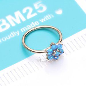 14 Karat Gold Brilliant Fire Opal Spring Flower Bendable Hoop Ring